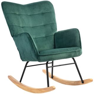 Fauteuil à Bascule Avec Imitation Cordage, Vert Foncé, Pour Salon
