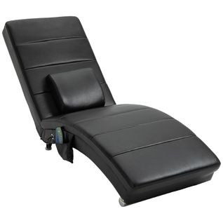 Chaise Longue En Cuir Avec Fonction Massage, 8 Points De Massage, Noir