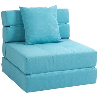 Fauteuil Pliant 2-en-1 En Tissu Avec Fonction Lit, Bleu