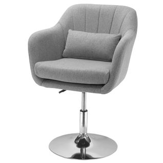 Fauteuil Pivotant En Lin, Réglable En Hauteur, Design Rétro, Gris