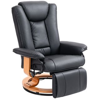 Fauteuil TV En Similicuir, Repose-pieds, Pivotant, Inclinable, Jusqu’à 150 Kg, Noir
