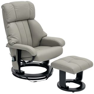 Fauteuil Relax Électrique En Similicuir Avec Repose-pieds, Poches Et Massage, Gris