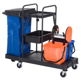 Chariot De Nettoyage Avec 4 Roulettes,chariot à Système Pour Nettoyage Professionnel,111x63,3x103 Cm
