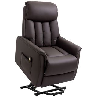 Fauteuil TV En Similicuir Avec Aide Au Levage, Inclinable, Relax Électrique, Brun