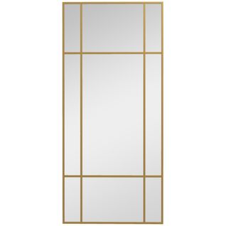 Miroir Rectangulaire 110 X 50 Cm Avec Cadre En Métal Décoratif, Doré