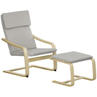 2 Fauteuils De Jardin En Eucalyptus Et Lin,repose-pieds En Polyester, Avec Accoudoirs Et Appui-tête