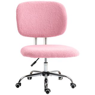 Chaise De Bureau Sans Accoudoirs, Réglable En Hauteur, Pivotante, En Velours Rose Pour Bureau