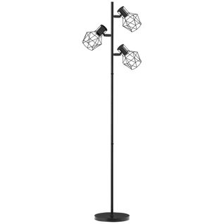 Lampadaire Métal 3 E27 40 W Avec 3 Flammes Réglables, Noir, Hauteur 169 Cm