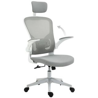 Chaise De Bureau Ergonomique Avec Appui-tête, Fonction De Bascule, Réglable, Gris