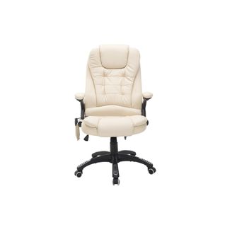 Fauteuil De Bureau En Similicuir Avec Massage 6 Points Rotation Et Fonction Chauffante ,beige