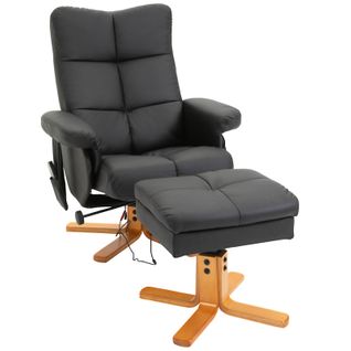 Fauteuil Relax En Polyester 80x86x99 Cm Avec Repose-pieds Rangement 145° Inclinaison ,noir