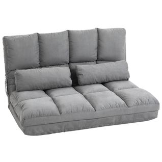 Fauteuil Et Lit 2-en-1 En Acier Et Velours Gris, Réglable En 3 Positions, 102x73x60cm
