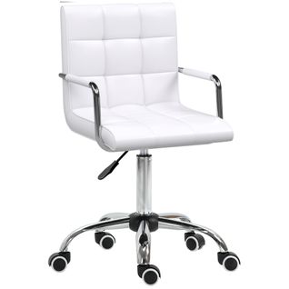 Chaise De Bureau Réglable En Hauteur, Pivotante, Fauteuil De Direction, Pu, Blanc