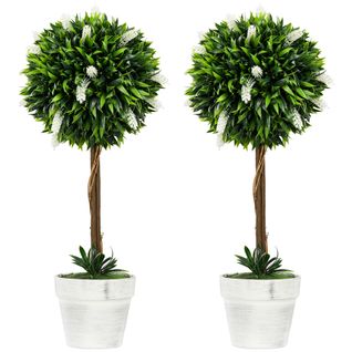 Set De 2 Plantes Artificielles En Plastique De Lavande 60 Cm Pour Décoration Moderne