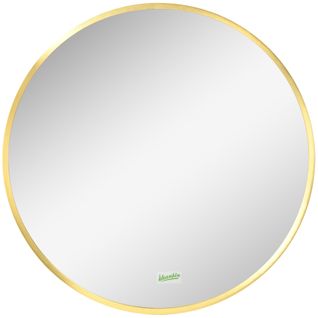 Miroir Rond En Aluminium Avec Fonction Mémoire Ip44 Ø50 Cm Pour Salle De Bain, Doré