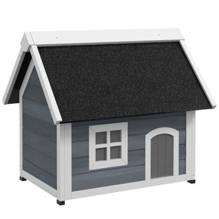 Maison Pour Chats En Bois Avec Toit En Asphalte Rabattable, Étanche, 3 Portes, Gris