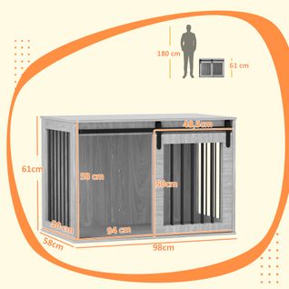 Cage Pour Chien En Métal, Verrouillable, Avec Porte Coulissante, Gris, 98 X 58 X 61 Cm