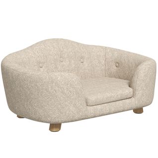 Canapé Pour Chien En Peluche Avec Coussin, Adapté Aux Petits Chiens, Crème