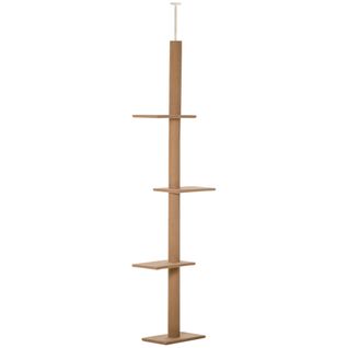 Arbre à Chat Ajustable En Bois, Pour Grimper Et Jouer, Couleur Beige, 43x27x228-260cm