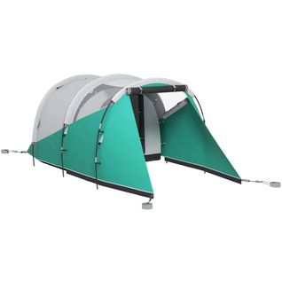 Tente Tunnel Pour 5 Personnes En Tissu Imperméable 3000mm Avec 2 Chambres, Vert