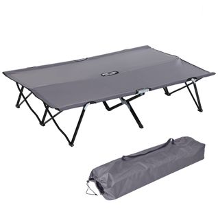 Lit De Camp Pliable En Acier Et Tissu Oxford Pour 2 Personnes 190x120, Capacité 136 Kg, Gris