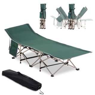 Lit De Camping Pliable En Acier Oxford, Avec Sac De Rangement, 60 x 190 Cm, Vert