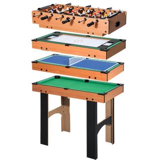 Table De Jeux 4-en-1 En Mdf Avec Billard, Baby-foot, Hockey De Table, Tennis De Table, 87x43x73cm