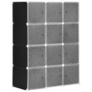 Système De Rangement Diy En Cubes, Plastique Pp, Avec Tringle à Vêtements, Noir Et Blanc