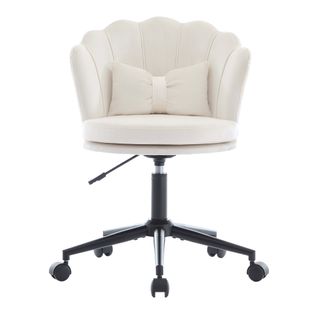 Chaise D'âme Moderne En Tissu, Dossier En Forme De Pétale, Coussin Lombaire, Réglable En Hauteur