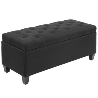 Banc D'entrée En Polyester, Avec Rangement, Noir 100 X 40 X 44 Cm