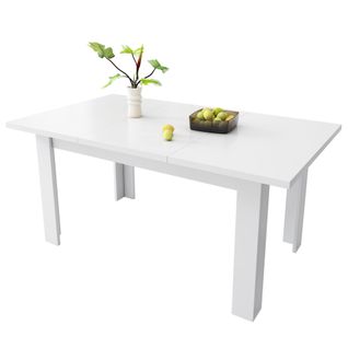 Table Rectangulaire En Bois, Avec Rangement Ouvert, Multifonctionnelle, Blanche
