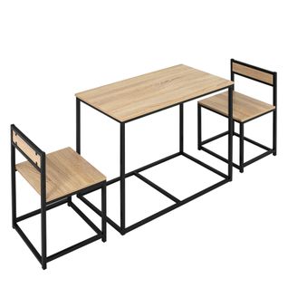Table à Manger En Chêne Avec 2 Chaises, Set De Salle à Manger Pour Petits Espaces