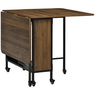 Table à Manger Pliante En Bois, Mobile Pour 6 Personnes, Petite Espace, 130x80x74cm, Marron Clair