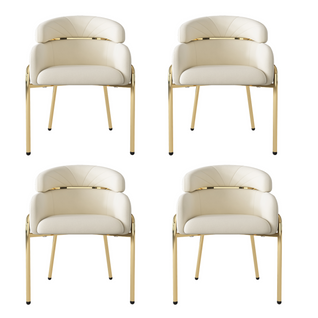Chaise De Salle à Manger En Velours Beige, 4 Pièces, Luxe Léger, Pieds En Métal