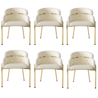 Lot de 6 Chaises De Salle à Manger, Velours, Luxe Léger, Quatre Pieds En Métal, Beige