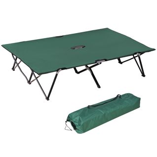 Lit De Camping Pliant Oxford Pour 2 Personnes 136 Kg Capacité 120 x 190 Cm, Vert Noir