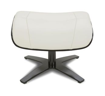 Pouf En Cuir Et Chêne Noir - Naos - Cuir Blanc