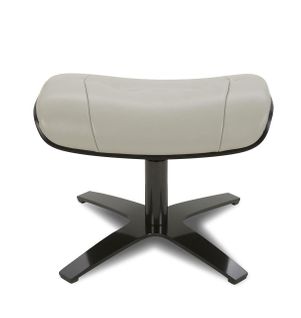 Pouf En Cuir Et Chêne Noir - Naos - Cuir Gris