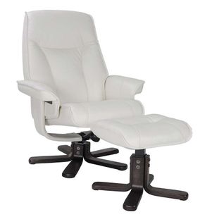 Fauteuil De Relaxation Et Son Repose Pieds - Nautès - Cuir Blanc