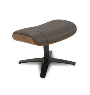 Pouf En Cuir Et Chêne Naturel - Naos - Cuir Anthracite