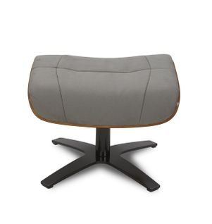 Pouf En Microfibre Et Chêne Naturel - Naos - Tissu Microfibre Gris Foncé