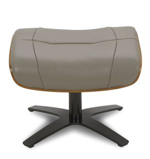 Pouf En Cuir Et Chêne Naturel - Naos - Cuir Taupe