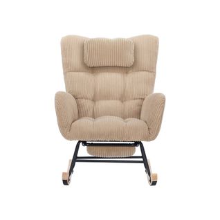 Fauteuil à Bascule, Fauteuil à Dossier Haut Avec Coussin Dissimulé, Marron