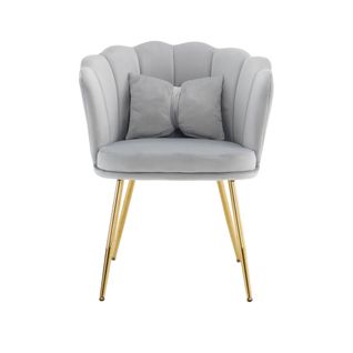 Fauteuil Avec Dossier En Forme De Pétales, Coussins En Forme De Papillon,velours, Gris