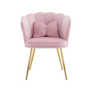Fauteuil Avec Dossier En Forme De Pétales, Coussins En Forme De Papillon,velours, Rose
