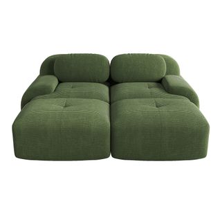 Canapé Double En Velours Écossais Antidérapant, Avec Accoudoirs Ergonomiques,vert.