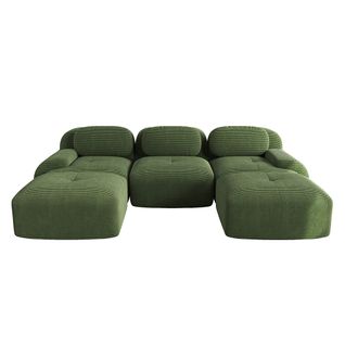 Canapé Modulable En U, Tissu Velours Côtelé, Accoudoirs Extra-larges,vert.