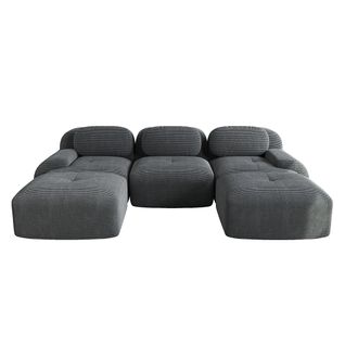 Canapé Modulable En U, Tissu Velours Côtelé, Accoudoirs Extra-larges,gris.