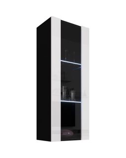 Vitrine Suspendue Pour Salon Salle à Manger En Noir Avec LED 40x29x126cm Nora V2