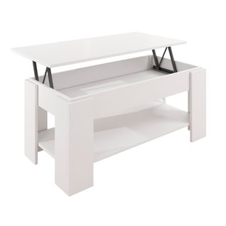 Table Basse Relevable Pour Salon Salle à Manger En Blanc 100x50x43,5cm Nicoleta